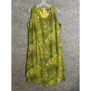 Vintage A Wild Thyme Womens Midi Dress Size 14 Green Floral Y2K Sleeveless
